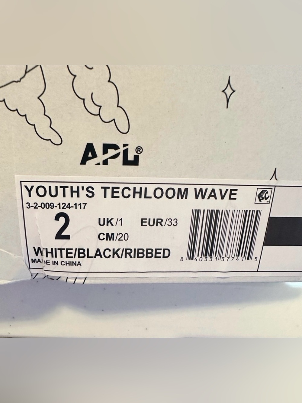Nib Apl Youth Unisex Techloom Wave Ribbed White Athletic Shoe Sneaker - Size 2 — image 4 of 7
